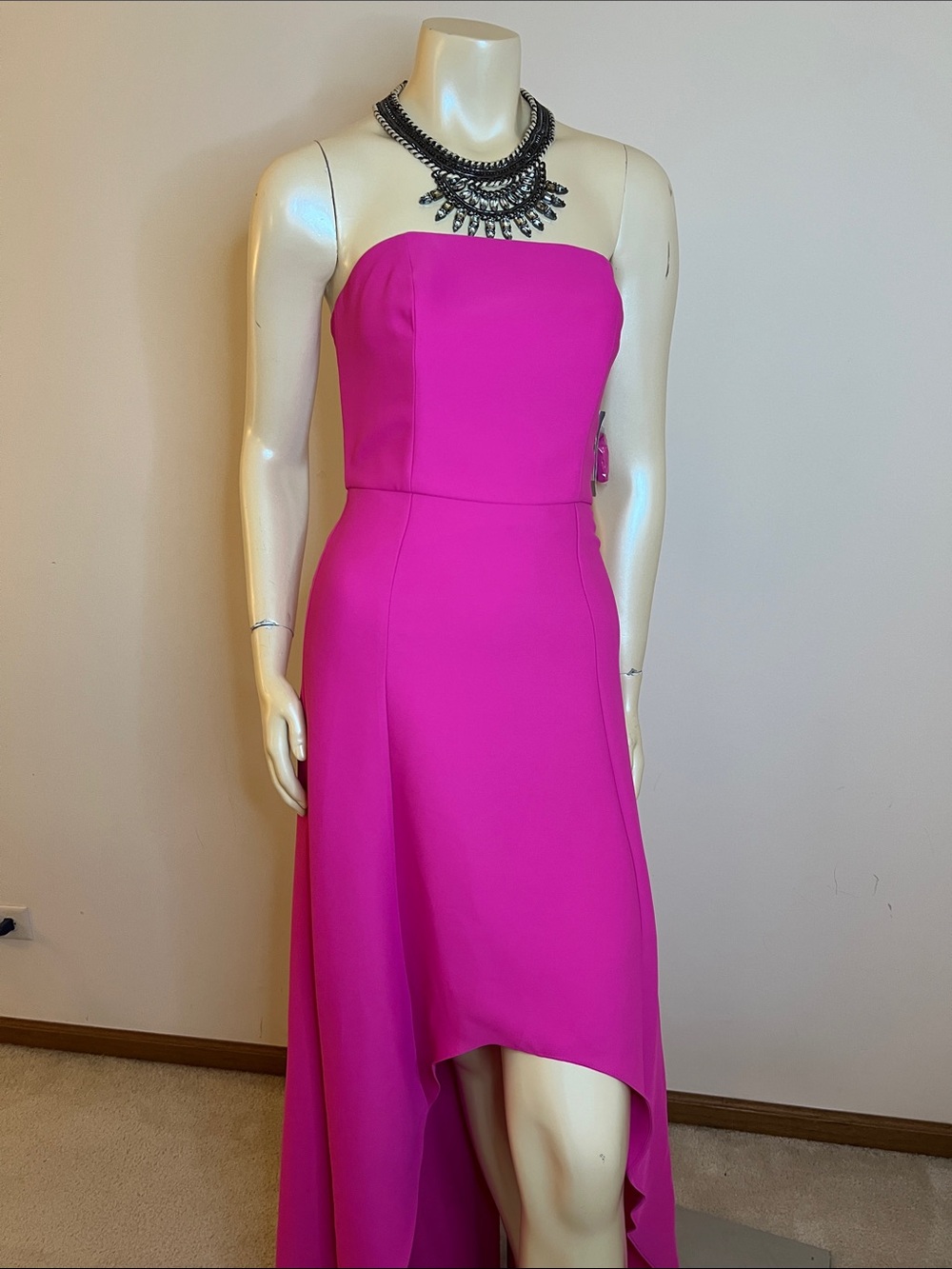 ❤️ Laundry By Shelli Segal Strapless Hot Pink High-Low Dress